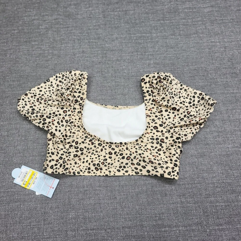 Cat & Jack Girls' Leopard Spot Printed Bikini Top Beige Size X-Large 14